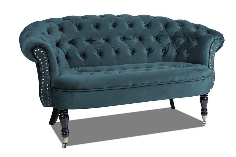 Chesterfield Ludovic Sofa 2-seters - Blågrønn - 2 seter sofa - Chesterfield sofaer - Fløyel sofaer