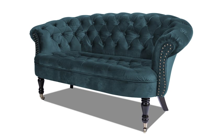 Chesterfield Ludovic Sofa 2-seters - Blågrønn - 2 seter sofa - Chesterfield sofaer - Fløyel sofaer