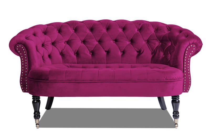 Chesterfield Ludovic Sofa 2-seters - Cerise - Fløyel sofaer - 2 seter sofa - Chesterfield sofaer