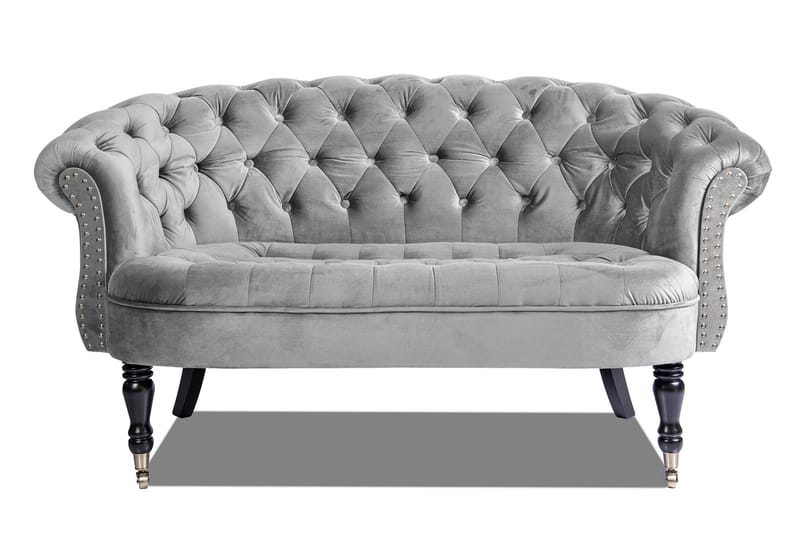 Chesterfield Ludovic Sofa 2-seters - Lysegrå - 2 seter sofa - Chesterfield sofaer - Fløyel sofaer