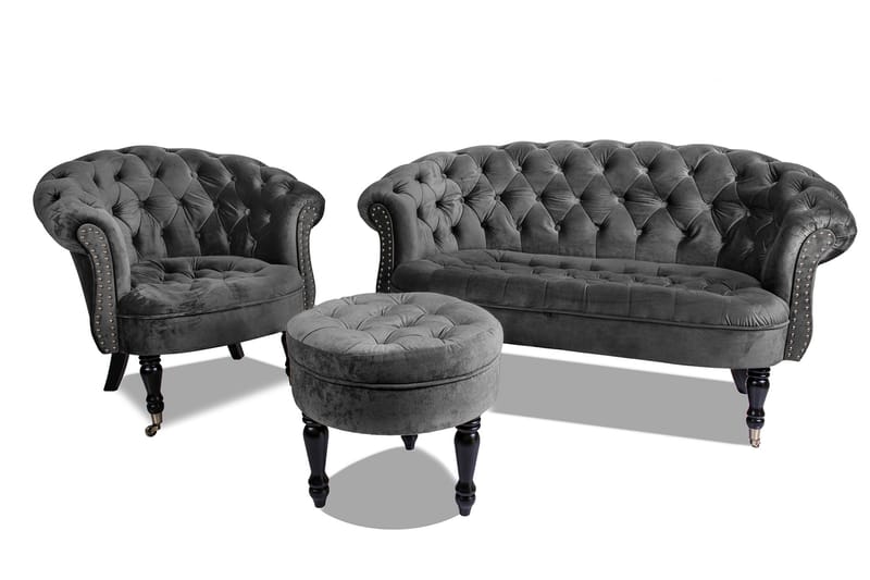 Chesterfield Ludovic Sofa 2-seters - Mørkegrå - 2 seter sofa - Chesterfield sofaer - Fløyel sofaer