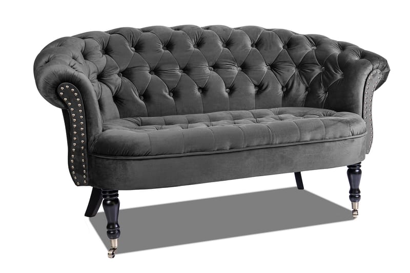 Chesterfield Ludovic Sofa 2-seters - Mørkegrå - 2 seter sofa - Chesterfield sofaer - Fløyel sofaer