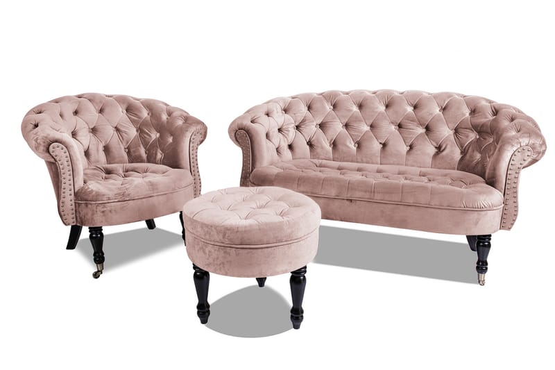 Chesterfield Ludovic Sofa 2-seters - Rosa - 2 seter sofa - Chesterfield sofaer - Fløyel sofaer