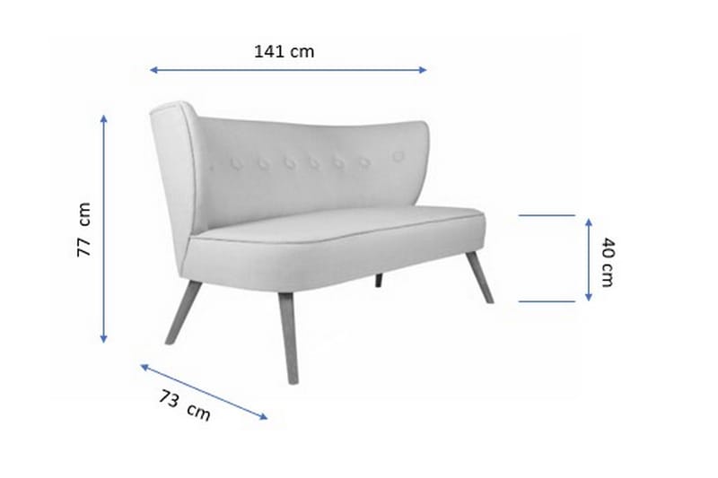 Clivocast 2-Seter Sofa - Blå - 2 seter sofa