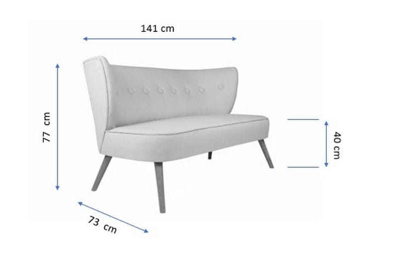 Clivocast 2-Seter Sofa - Gul - 2 seter sofa