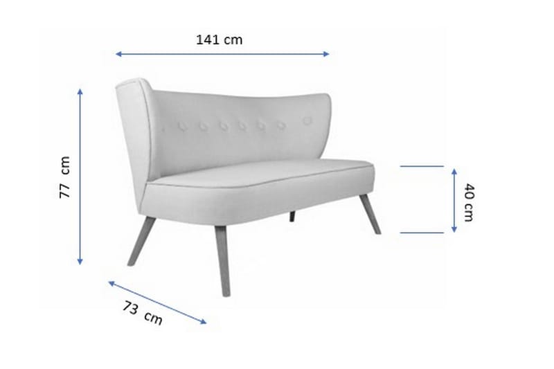 Clivocast Dyp 2-seter Sofa i Stoff med Trebein - Grå - Møbler - Sofaer - 2 seter sofa