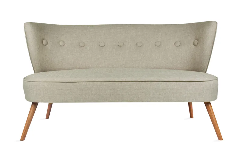 Clivocast Dyp 2-seter Sofa i Stoff med Trebein, Grå