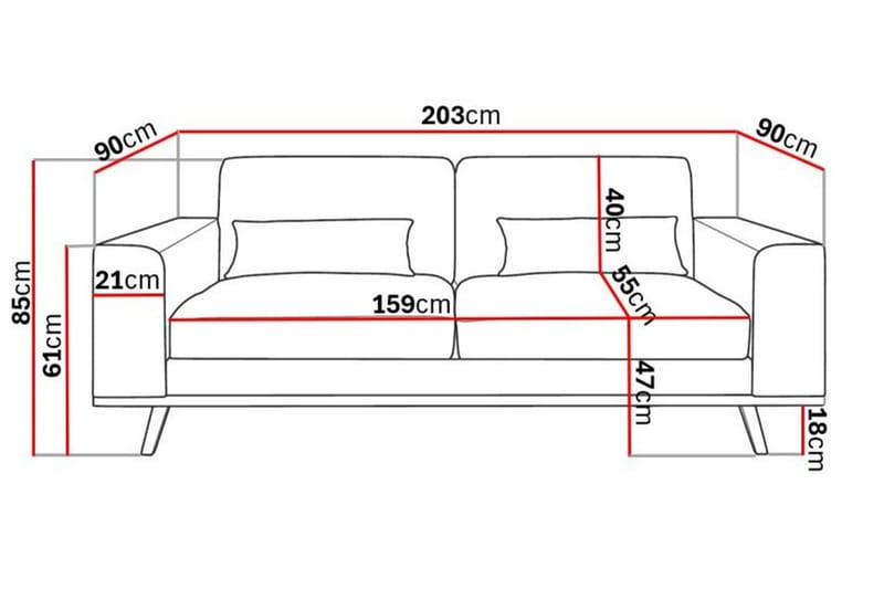 Copenhagen 2-seters Manchestersofa - Rosa - Møbler - Sofaer - 2 seter sofa