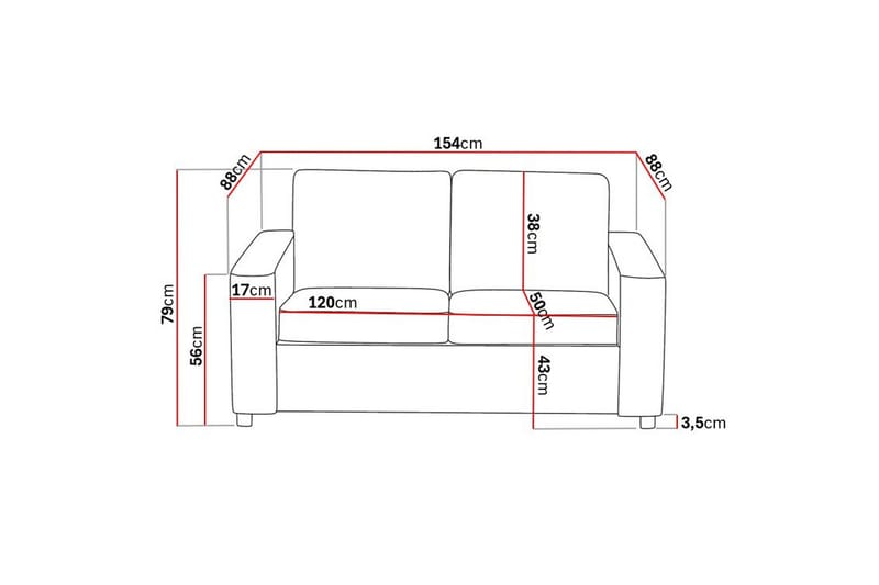 Crazy 2-seters Stoffsofa - Antrasitt - Møbler - Sofaer - 2 seter sofa