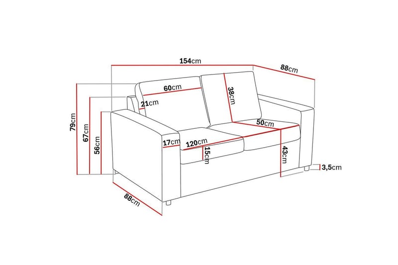 Crazy 2-seters Stoffsofa - Antrasitt - Møbler - Sofaer - 2 seter sofa