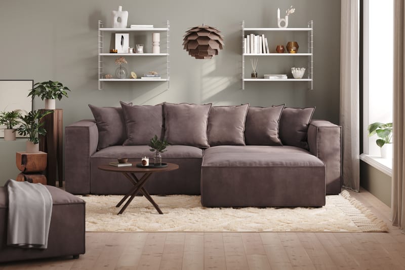 Cubo 2-seters Venstremodul i Fløyel - Antrasitt - Møbler - Sofaer - Modulsofaer - Øvrige moduler for modulsofa