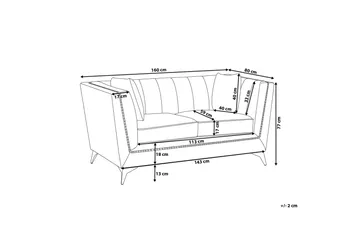 Gaula 2-seter Fløyelssofa 160 cm - Grå - Møbler - Sofaer - 2 seter sofa
