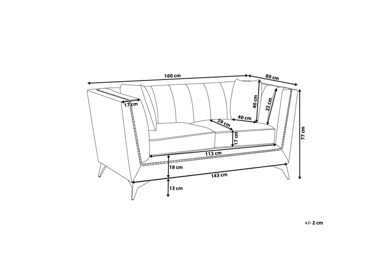Gaula 2-seter Fløyelssofa 160 cm - Grå - Møbler - Sofaer - 2 seter sofa