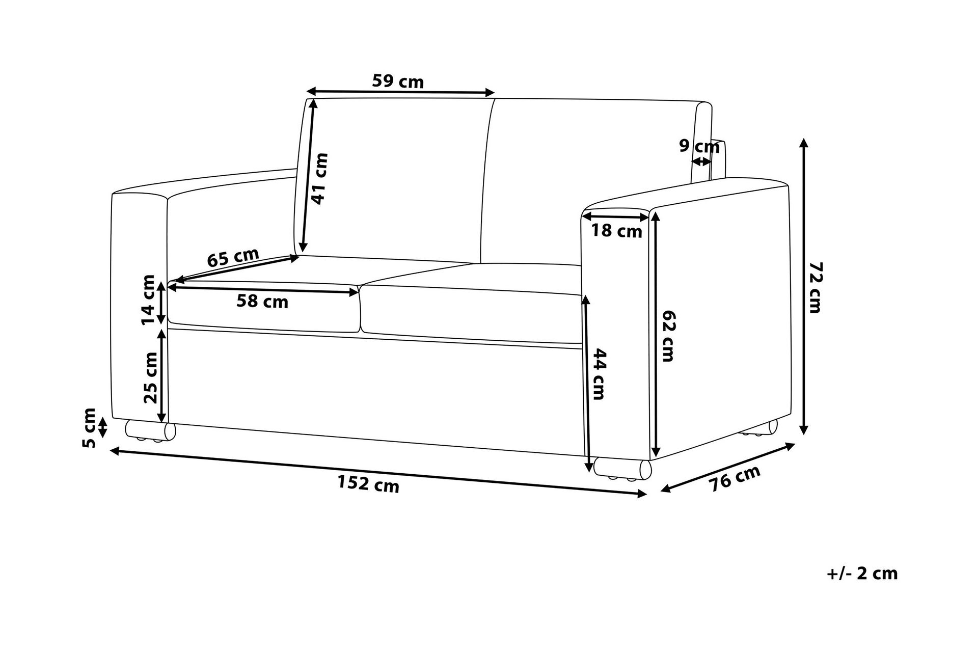 Helsinki Sofa 2-4 Seter - Hvit - Møbler - Sofaer - 2 seter sofa