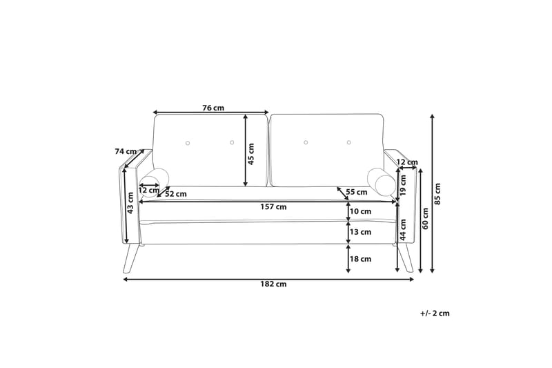 Kalmar Sofa 2-Seter - Blå - 2 seter sofa