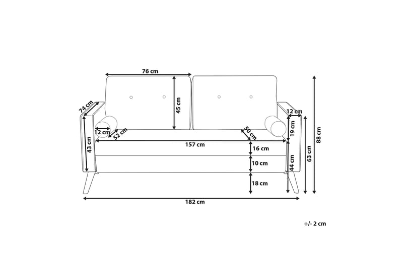 Kalmar Sofa 2-Seter - Grå - 2 seter sofa