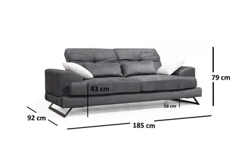 Killem 2-seter Sofa med Lave Armlener og Skrå Ben i Stoff - Antrasitt - Møbler - Sofaer - 2 seter sofa