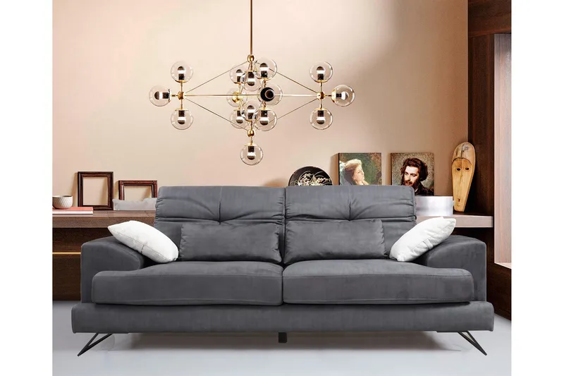 Killem 2-seter Sofa med Lave Armlener og Skrå Ben i Stoff - Antrasitt - Møbler - Sofaer - 2 seter sofa