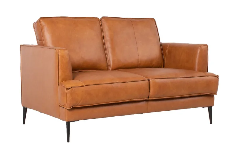 Leo 2-seter Sofa med Smale Armlener i Skinn - Cognac - Møbler - Sofaer - 2 seter sofa