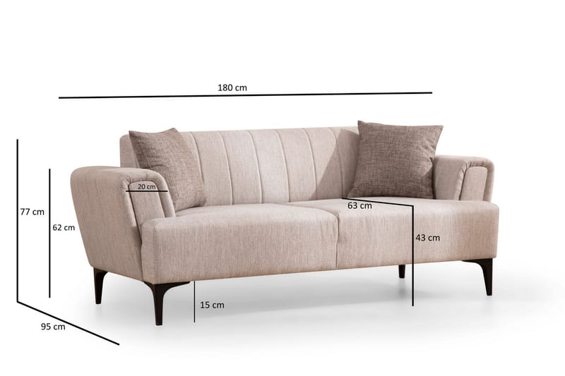 Lilesville 3-seter Sofa - Beige - 2 seter sofa