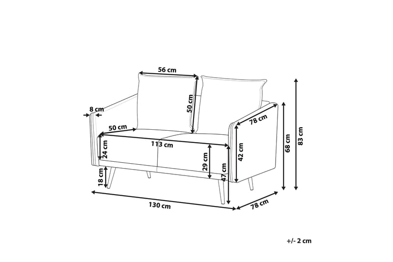 Maurana 2-seters Sofa - Fløyel/Grå - 2 seter sofa