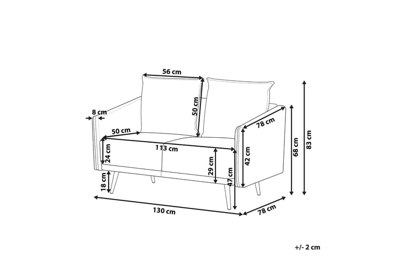 Maurana 2-seters Sofa - Fløyel/Grå - Møbler - Sofaer - 2 seter sofa