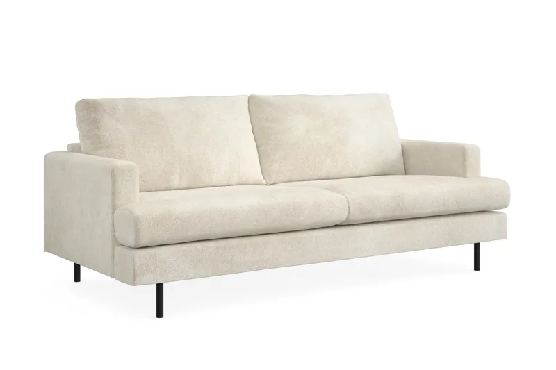 Menard Compact 3-seters Fløyelssofa - Kremhvit - Møbler - Sofaer - Sofa 3 seter
