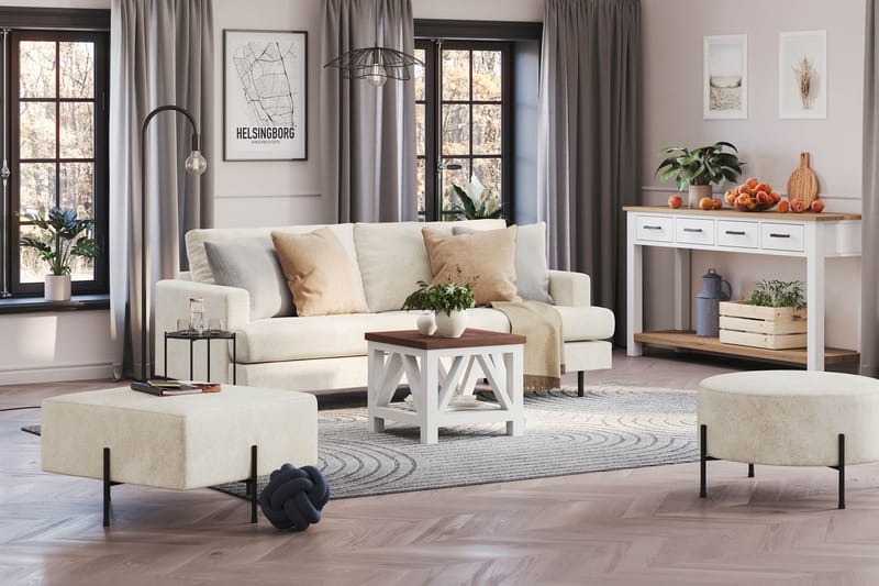 Menard Compact 3-seters Fløyelssofa - Kremhvit - Møbler - Sofaer - Sofa 3 seter