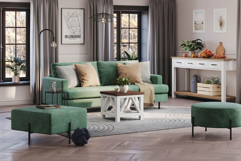 Menard Compact 3-seters Fløyelssofa - Mørk grønn - Møbler - Sofaer - Sofa 3 seter