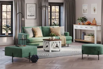 Menard Compact 3-seters Fløyelssofa - Mørk grønn - Møbler - Sofaer - Sofa 3 seter