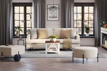 Menard Compact 3-seters Manchestersofa - Beige - Møbler - Sofaer - Sofa 3 seter