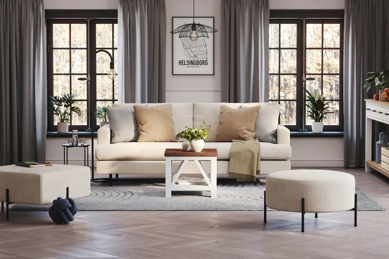 Menard Compact 3-seters Manchestersofa - Beige - Møbler - Sofaer - Sofa 3 seter