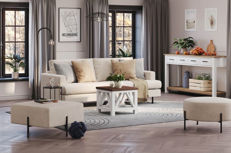 Menard Compact 3-seters Manchestersofa - Beige - Møbler - Sofaer - Sofa 3 seter