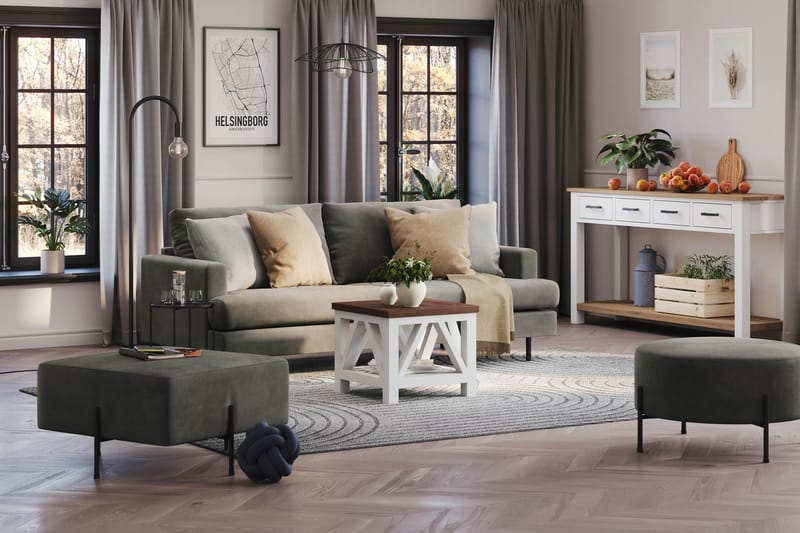 Menard Compact 3-seters Manchestersofa - Grå - Møbler - Sofaer - Sofa 3 seter