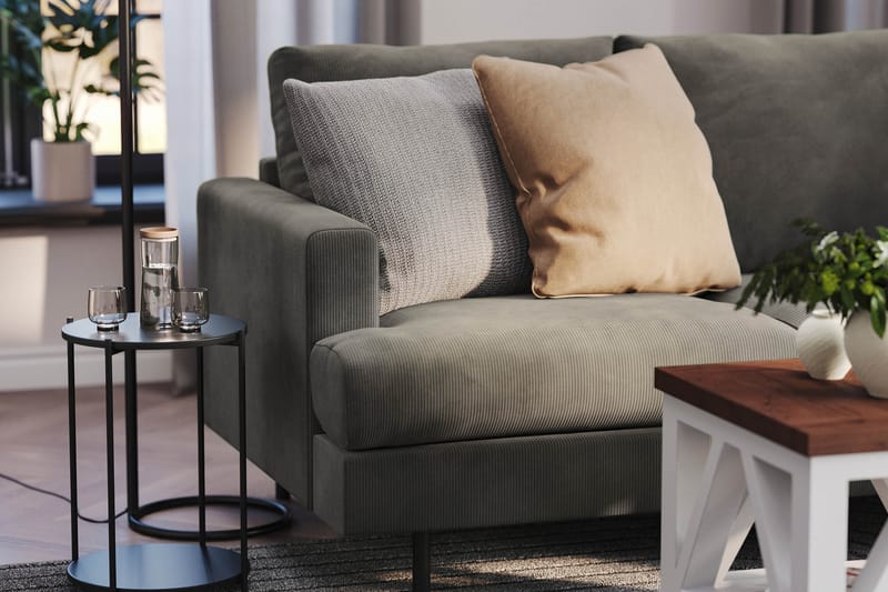 Menard Compact 3-seters Manchestersofa - Grå - Møbler - Sofaer - Sofa 3 seter