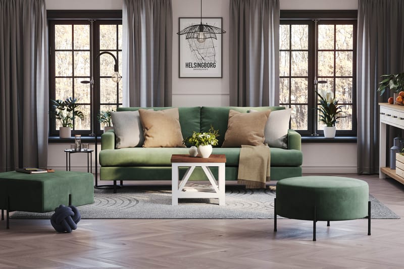 Menard Compact 3-seters Manchestersofa - Grønn - Møbler - Sofaer - Sofa 3 seter