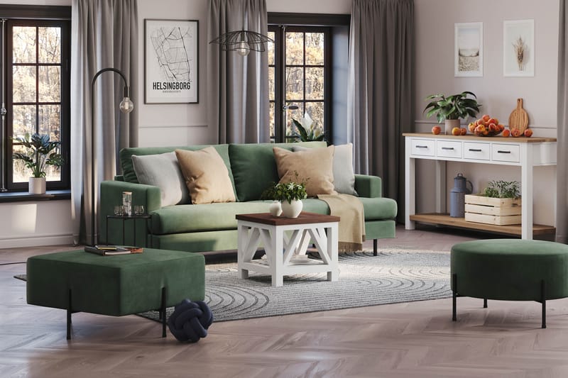 Menard Compact 3-seters Manchestersofa - Grønn - Møbler - Sofaer - Sofa 3 seter