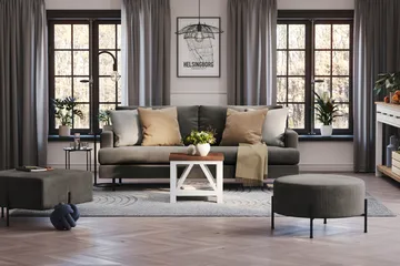 Menard Compact 3-seters Manchestersofa - Mørk grå - Møbler - Sofaer - Sofa 3 seter