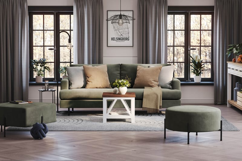 Menard Compact 3-seters Manchestersofa - Mørk grønn - Møbler - Sofaer - Sofa 3 seter