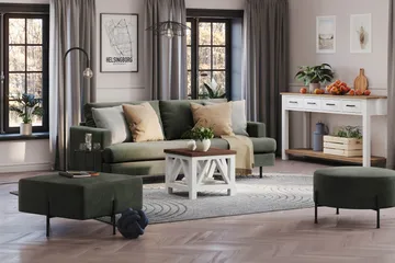 Menard Compact 3-seters Manchestersofa - Mørk grønn - Møbler - Sofaer - Sofa 3 seter