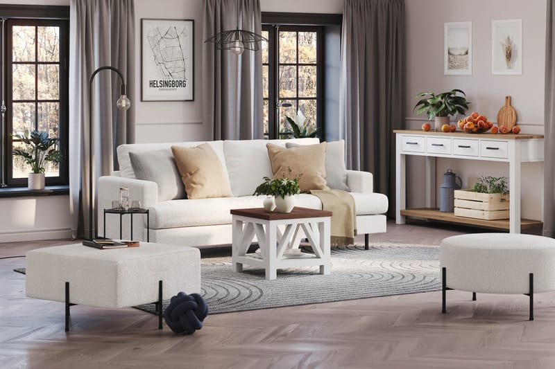 Menard Compact 3-seters Sofa i Bouclé - Hvit - Møbler - Sofaer - Sofa 3 seter