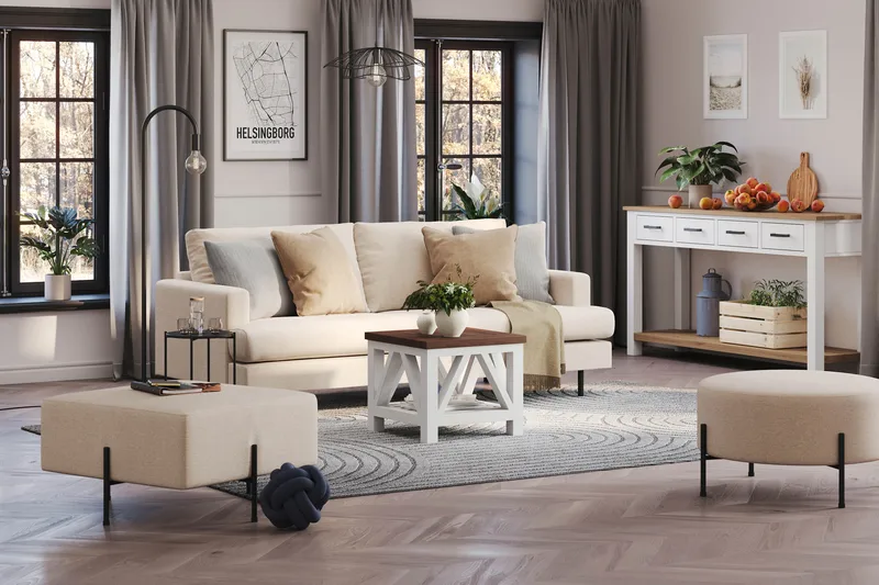 Menard Compact 3-seters Stoffsofa - Beige - Møbler - Sofaer - Sofa 3 seter