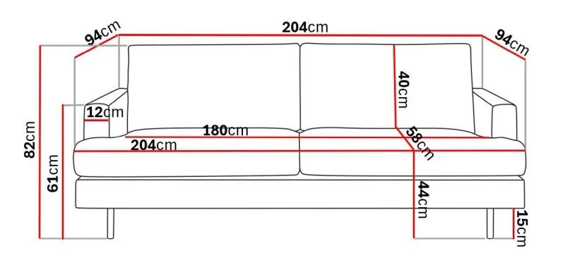 Menard Compact 3-seters Stoffsofa - Grå - Møbler - Sofaer - Sofa 3 seter
