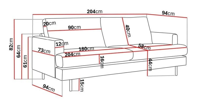 Menard Compact 3-seters Stoffsofa - Grå - Møbler - Sofaer - Sofa 3 seter