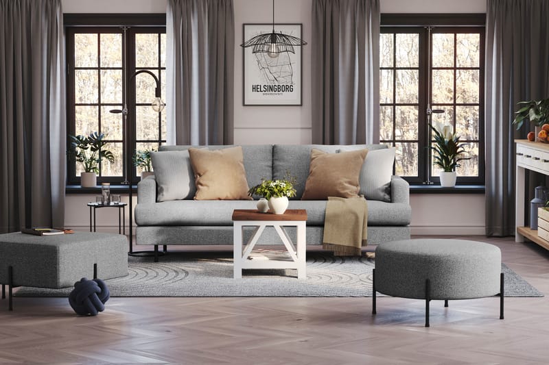 Menard Compact 3-seters Stoffsofa - Grå - Møbler - Sofaer - Sofa 3 seter