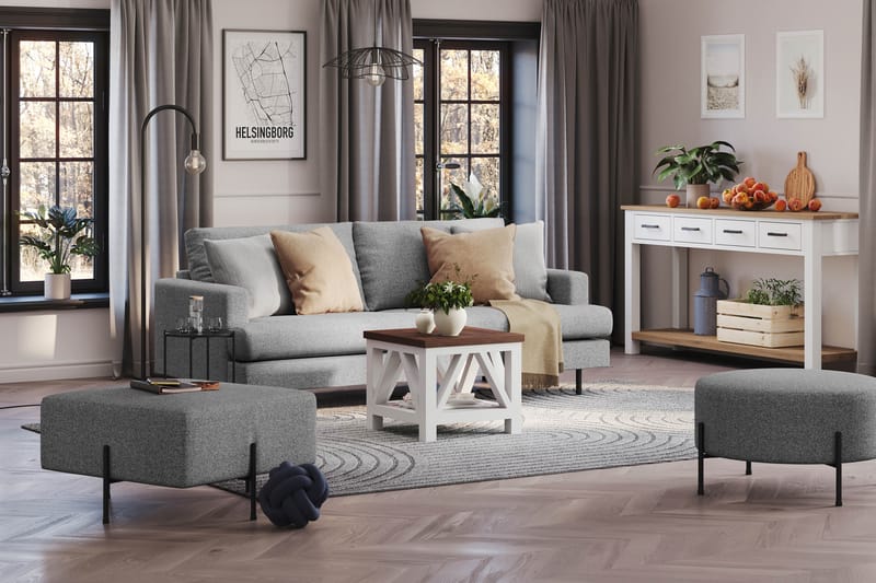 Menard Compact 3-seters Stoffsofa - Grå - Møbler - Sofaer - Sofa 3 seter