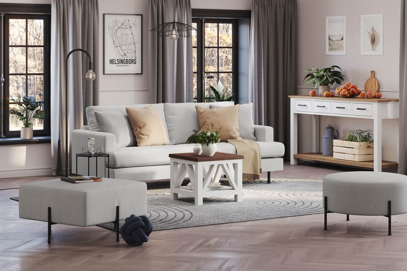 Menard Compact 3-seters Stoffsofa - Lys grå - Møbler - Sofaer - Sofa 3 seter