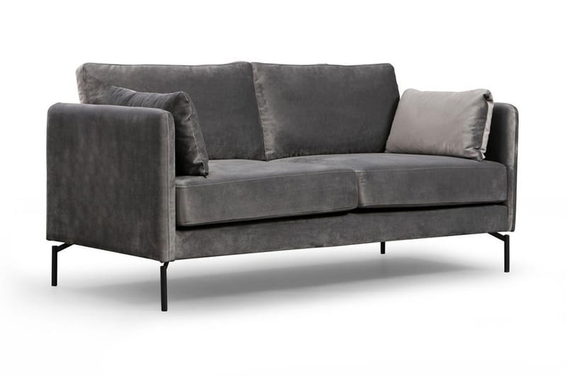 Mezonzo 2-seter Fløyelssofa 177 cm med Smale Armlener - Grå - Møbler - Sofaer - 2 seter sofa