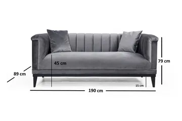 Mezonzo 2-seter Fløyelssofa 190 cm med Kanalsydd Rygg - Grå - Møbler - Sofaer - 2 seter sofa