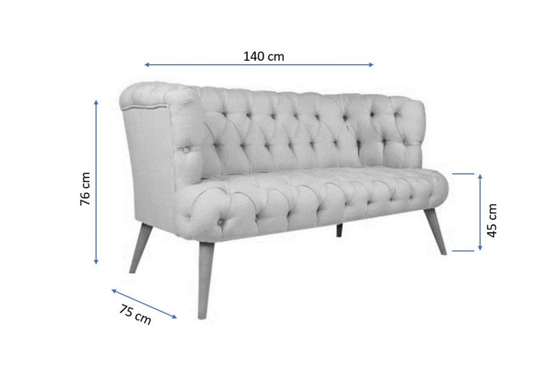 Monroew 2-seters Sofa - Grå/Natur - 2 seter sofa